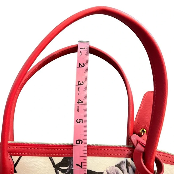 Y2K Kenneth Cole Reaction Floral Satchel Bag Black White Red - Picture 8 of 10